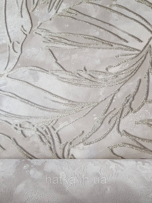 Обои виниловые на флизелине метровые Sintra Edelina листья золотистые на бежевом Киев - изображение 3