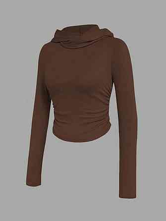 Жіноча стильна повсякденна кофта термо з капюшоном пуму лакосту Шоколад Одеса