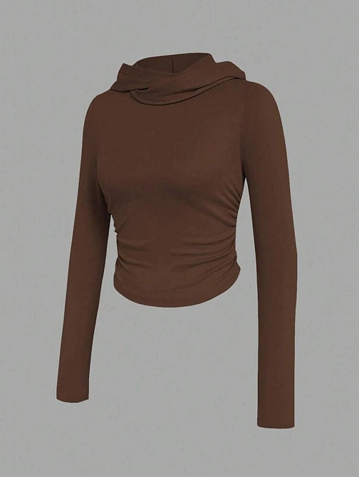 Жіноча стильна повсякденна кофта термо з капюшоном пуму лакосту Шоколад Одеса - фото 3