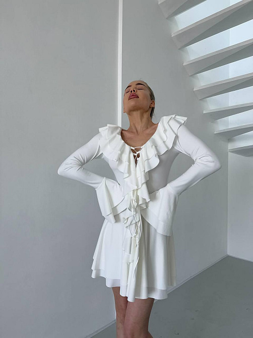 Жіноча романтична сукня в стилі міні з воланами мікродайвінг Одеса - фото 8