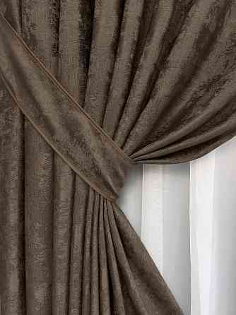Комплект готових штор VR-Textil Жакард Sultan XO № 1557ш Коричневий 200х270 см 2 шт (32-435) Київ