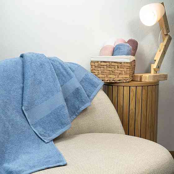 Банний махровий рушник з бордюром GM Textile 70х140см 400г/м2 (Синій) Суми
