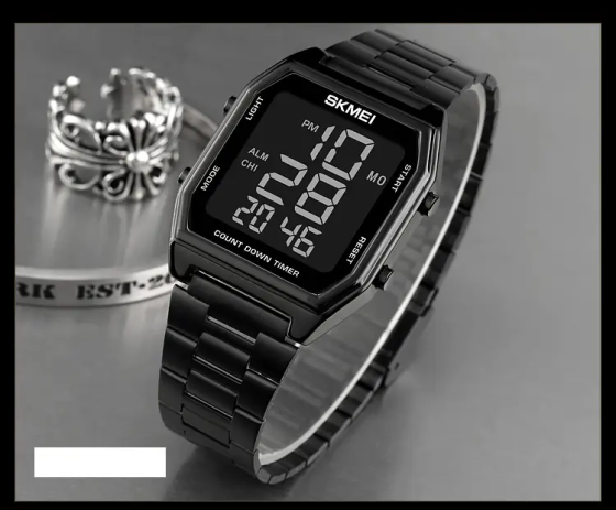 Чоловічий наручний годинник Skmei 1735 (Чорний з чорним циферблатом Київ