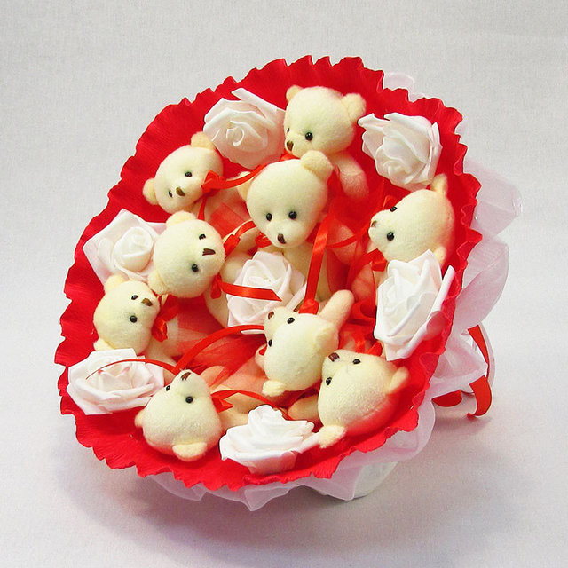 Букет з м'яких іграшок 9 ведмедиків 5338IT червоний Вінниця - фото 1