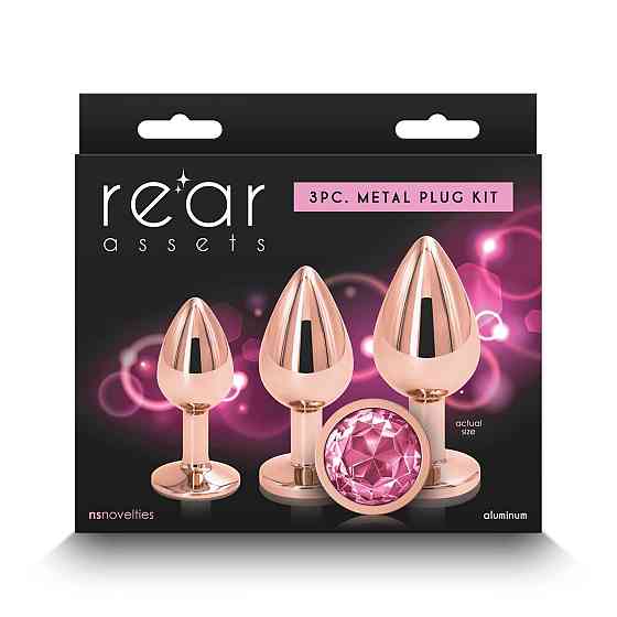 Набір анальних пробок NS Novelties Rear Assets - Trainer Kit - Rose Gold - Pink Gem Sex Aura Київ