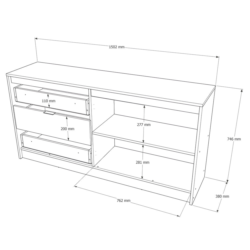 Великий комод із дверима та 3-ма шухлядами Еверест Сіті-1500 150,2х38х74,6 Дуб сонома/Графіт (DTM-071101) Львів - фото 7