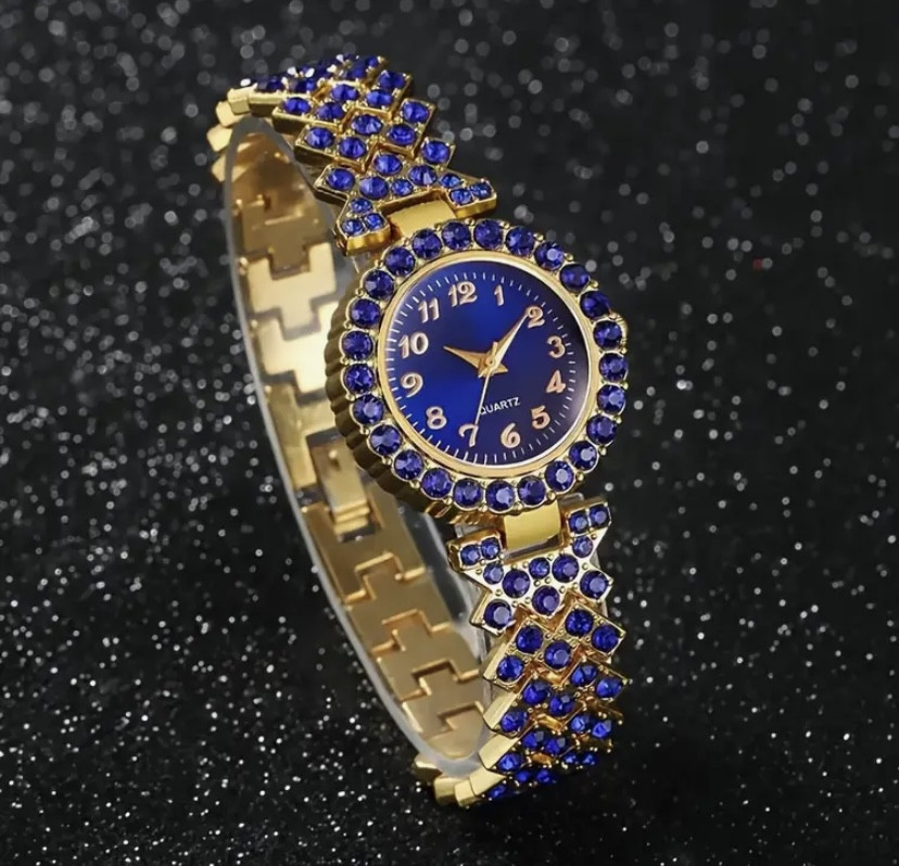 Подарочный набор для женщин Сердце наручные часы кольцо ожерелье браслет и серьги синий Киев - изображение 3