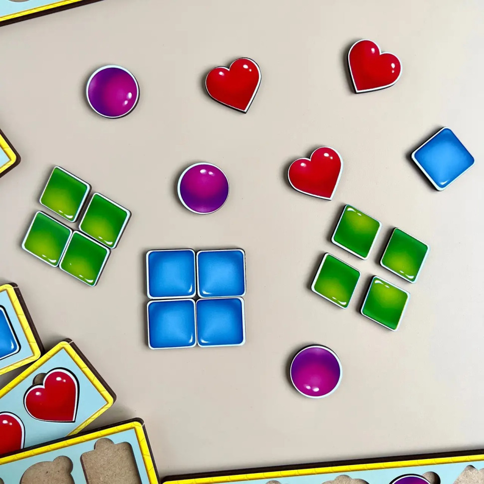 Дерев'яна настільна гра "Фігури" Ubumblebees (ПСД072) PSD072 сортер-комодик Вінниця - фото 6