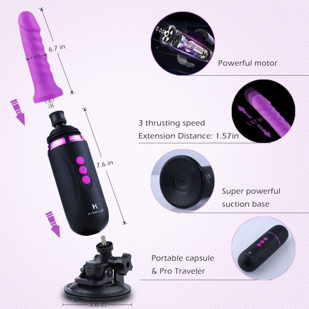 Міні секс-машина Hismith Mini Capsule Sex-Machine with Strong Suction Cup, потужна, перезаряджувана Sex Aura Київ - фото 4
