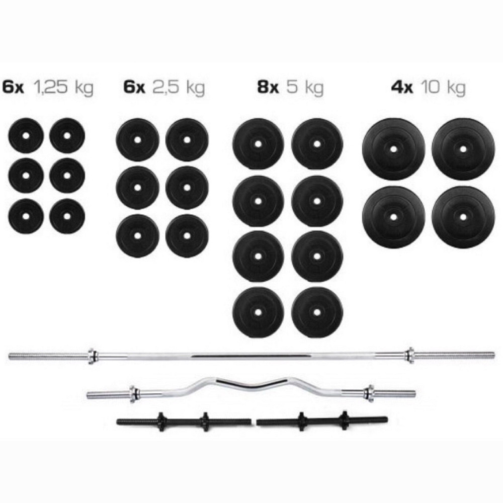 Штанга наборная + W-образный гриф с гантелями 120 кг Гантели, гири, штанги и диски ударостойкий пластик Киев - изображение 2