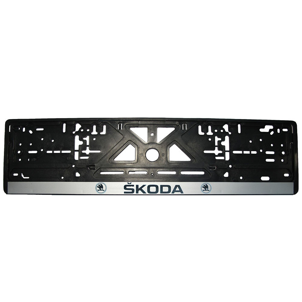 Рамка номерного знаку Skoda пластик чорна 1шт Київ - фото 1
