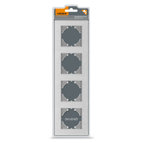 BINERA сріблястий алюміній Рамка горизонтальна 4-а Videx Житомир - фото 1