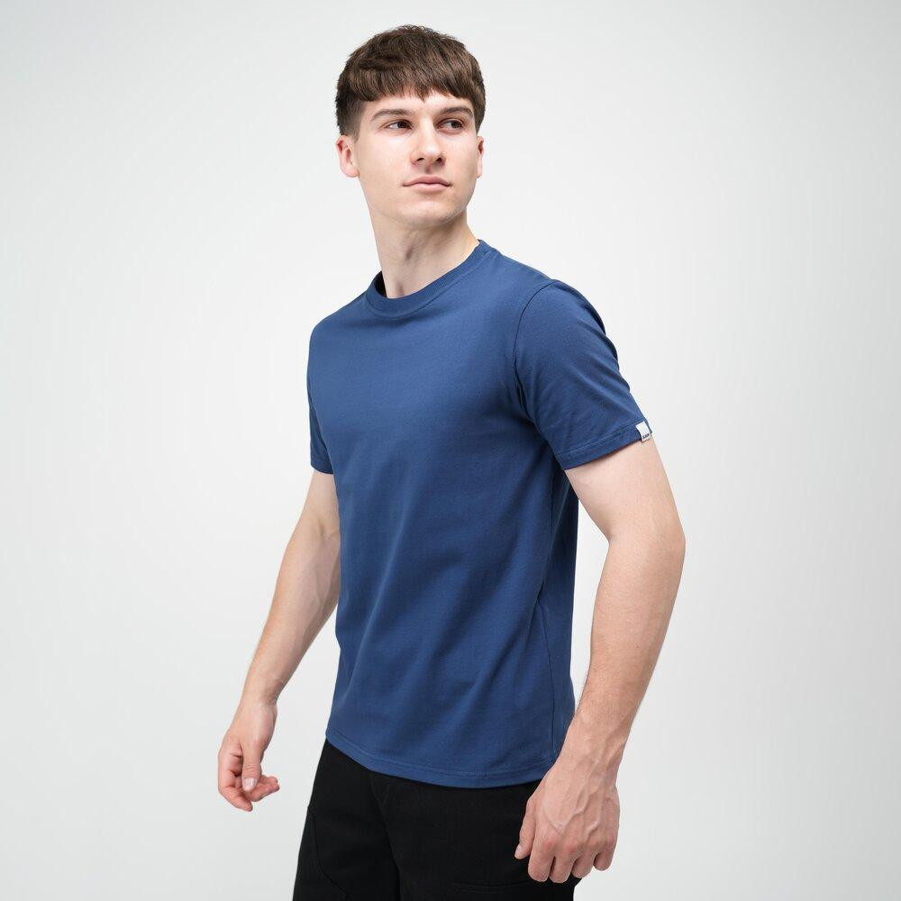 Хлопковая мужская футболка прямая синяя повседневная однотонная х б Slavni Unity Одесса - изображение 3