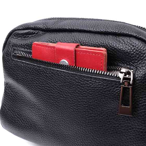 Жіноча сумка прошита ромбами на лицьовій стороні з натуральної шкіри Чорна (Vintage) Київ