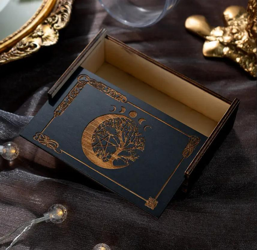 Деревянная коробка для хранения Таро, портативный контейнер для карт, футляр для Таро Киев - изображение 2