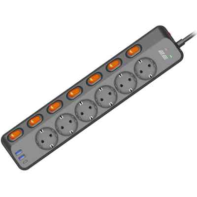 Сетевой фильтр питания 2E 2E-SP6M3SWBK 3m (2E-SP6M3SWBK) Винница