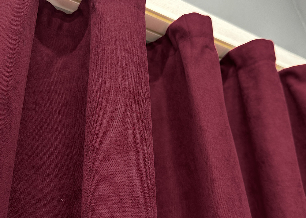 Комплект коротких штор VR-Textil Мікровелюр Petek YL № 1712ш Бордовий 130х170 см 2 шт (35-0388) Київ - фото 8