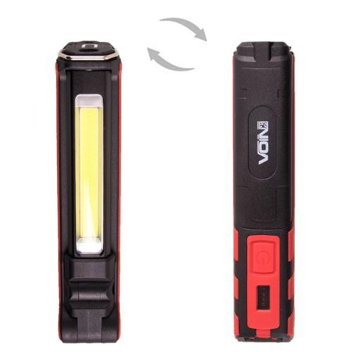Переносний ліхтар VOIN VL-107, 5W COB + 3W XPE, акумулятор 2000mAh, магніт, індикатор заряду Харків - фото 3