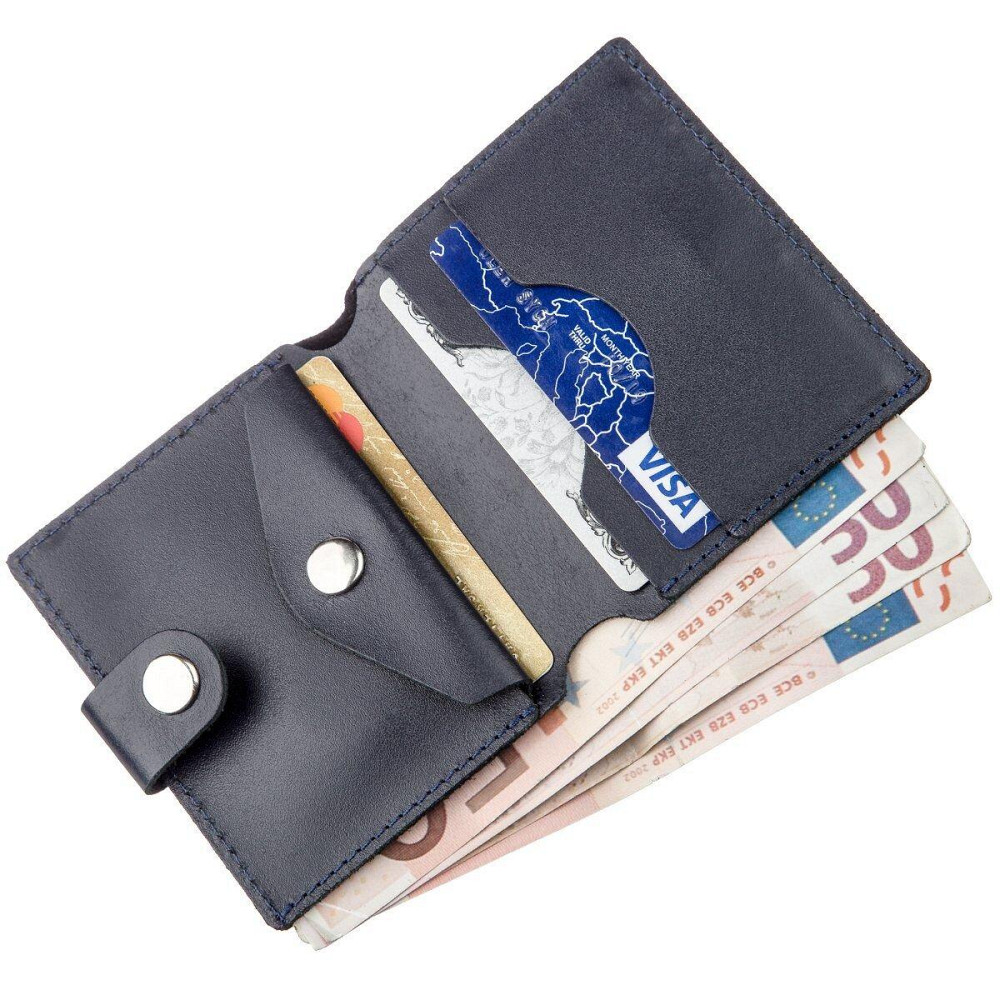 Портмоне вертикальное мужское кожаное с монетницей Синее (SHVIGEL) Киев - изображение 3