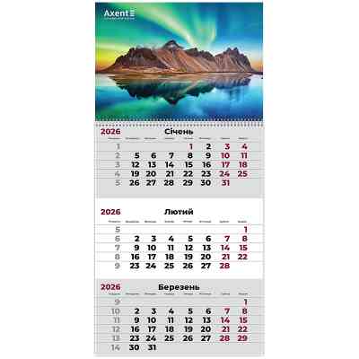 Календарь Axent настенный квартальный на 2026 г. Nature 3 (8801-26-9-A) Винница