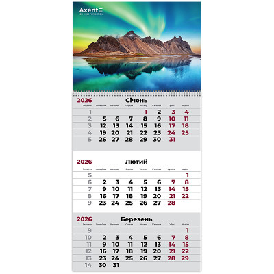 Календарь Axent настенный квартальный на 2026 г. Nature 3 (8801-26-9-A) Винница - изображение 1