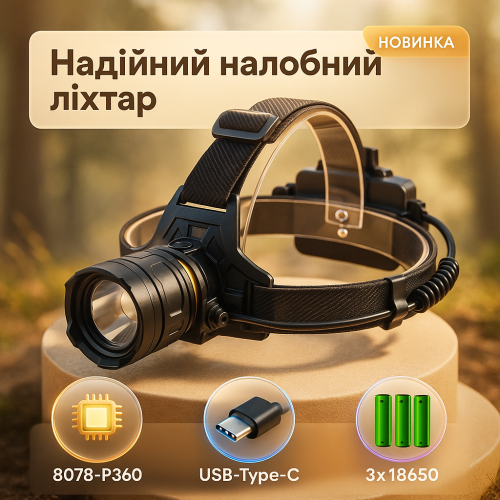 Фонарь налобный Police 8078-P360 LZ-16 Львов - изображение 12