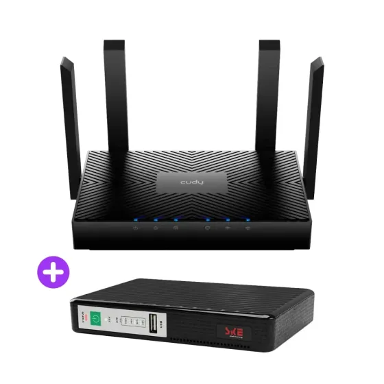Комплект безперебійного зв’язку: WiFi 6 Mesh-маршрутизатор Cudy WR3000 + Mini UPS SKE POE-432N 8800mAh 5V/9V/12V/15V/24V/PoE, Киев