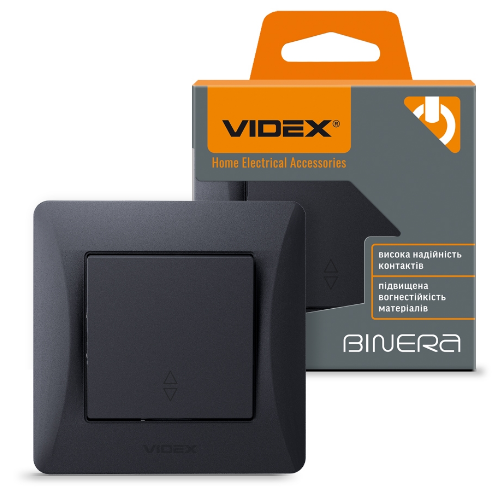 BINERA чорний графіт Вимикач внутрішній прохідний 1кл Videx Житомир - фото 2