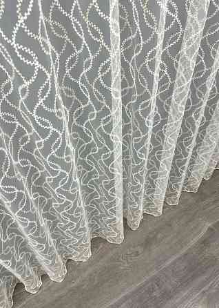 Тюль фатин с вышивкой и люрексом Цвет молочный с золотистым 1833т Киев