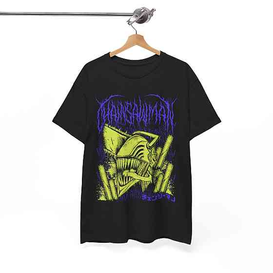 Футболка з аніме принтом Людина-бензопила оверсайз (S/M/L) Чорний AnimeJ0311 Дніпро