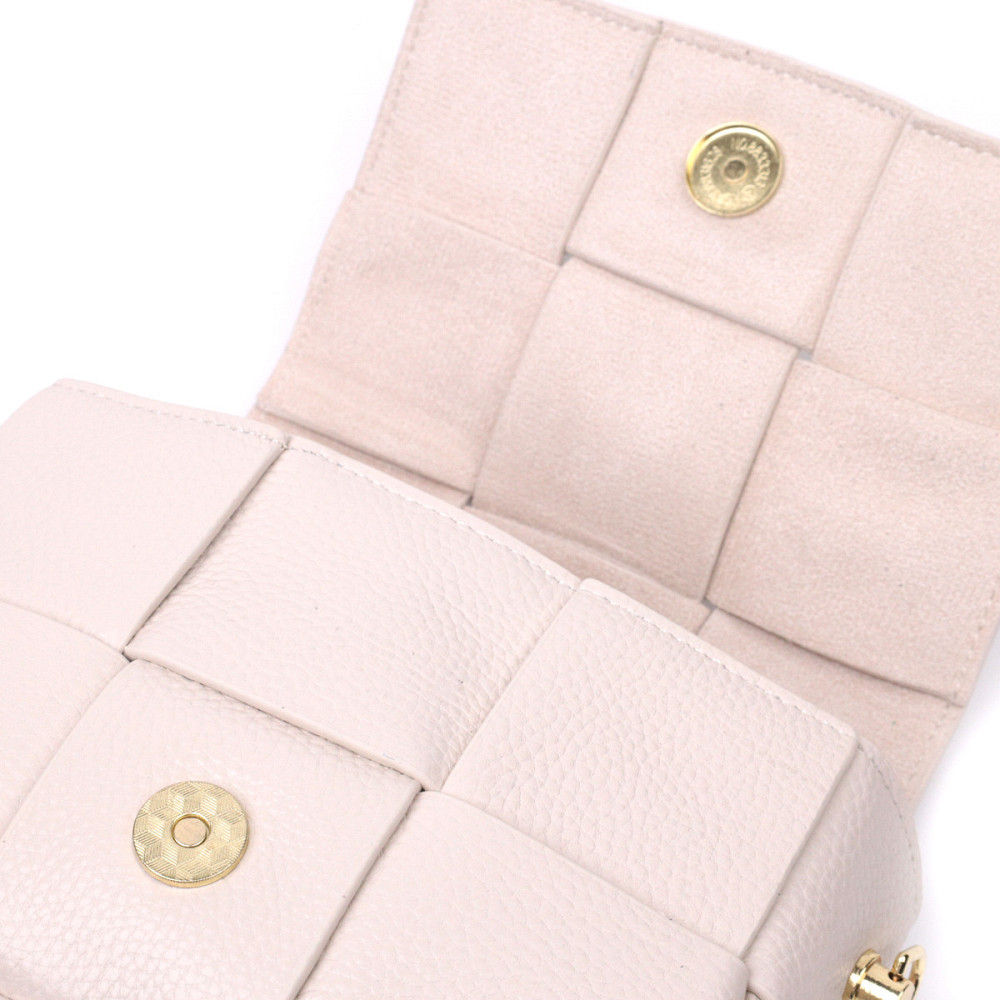 Вечерняя женская сумка с переплетами из натуральной кожи Vintage 22311 Белая Киев - изображение 6