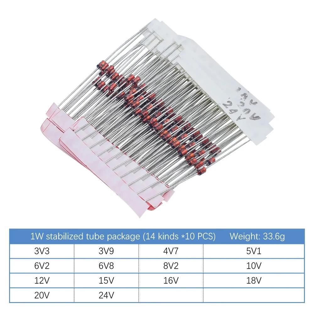 Стабилитроны 140 шт, диоды Зенера 3.3–30В для электроники Киев - изображение 5