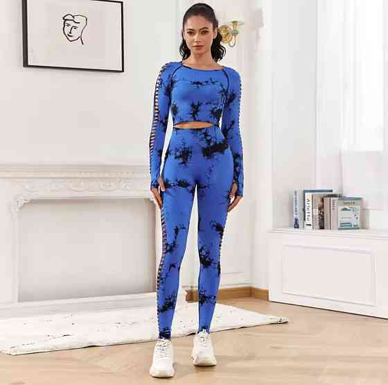 Жіночий костюм для фітнесу спортивний для залу L синьо-чорний Київ