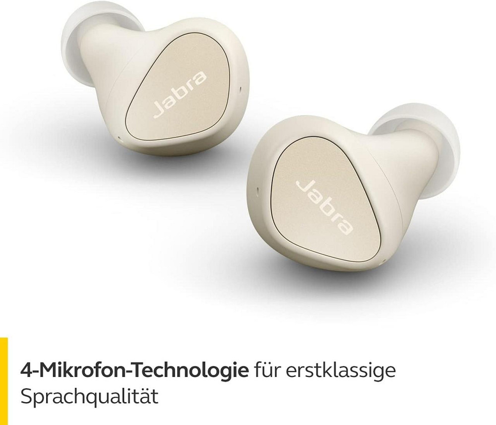 Наушники Jabra Elite 3 True Wireless in‑ear Bluetooth 4 микрофона мощный бас моно‑режим бежевые до 28 часов Киев - изображение 3