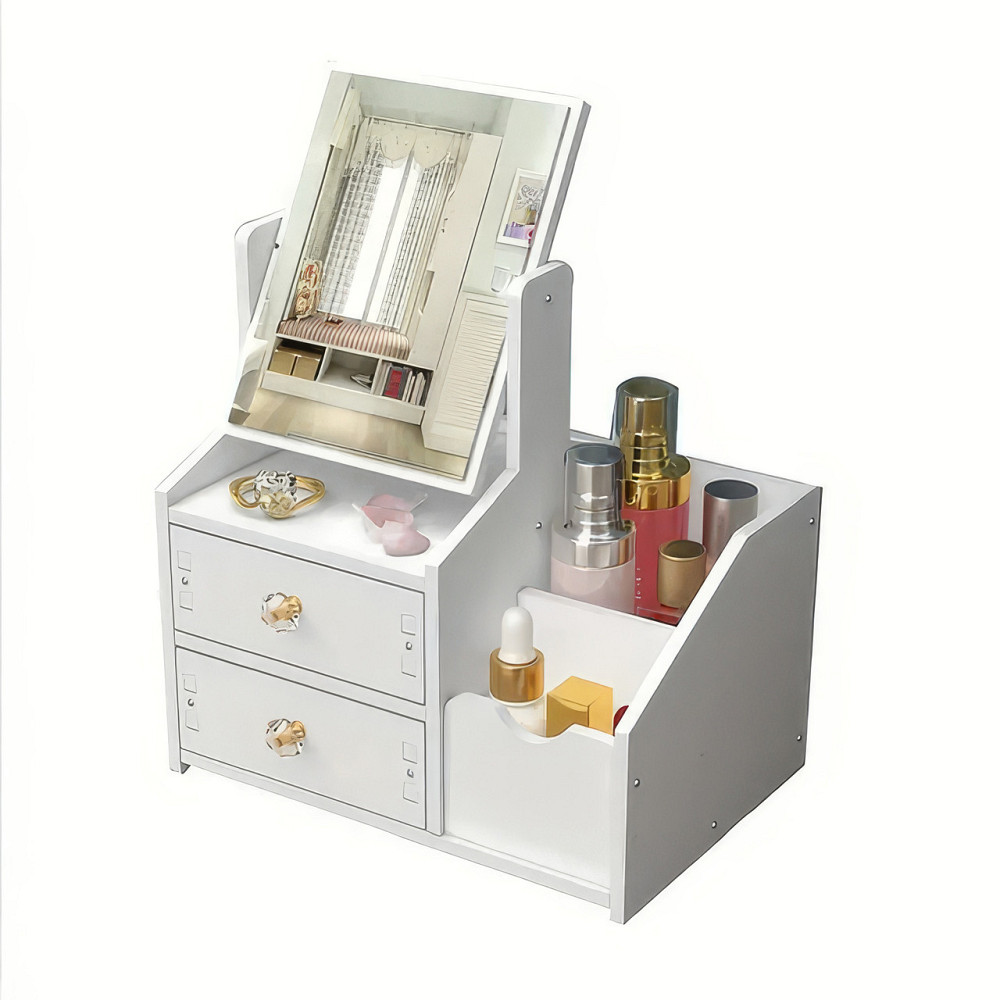 Настольный комод с зеркалом для косметики и украшений, органайзер для косметики, белый цвет Каменец-Подольский - изображение 2
