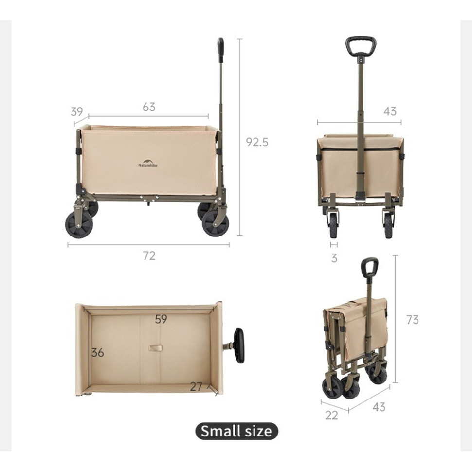 Складаний легкий кемпінговий візочок Naturehike CNK2350JJ012, 50 л, чорний Київ - фото 3