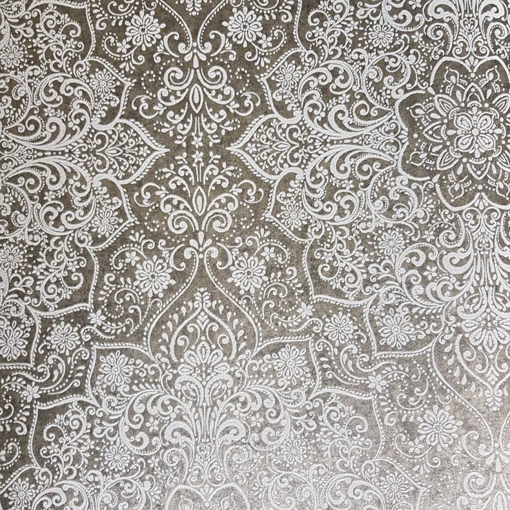 Шпалери флізелінові еко Rasch Kerala 0.53х10 м вензелі східний малюнок темно-сірі сріблясті Київ - фото 2