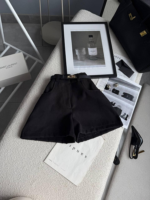 Женские базовые повседневные шорты турецкий кашемир Черный, 46 Одесса - изображение 5