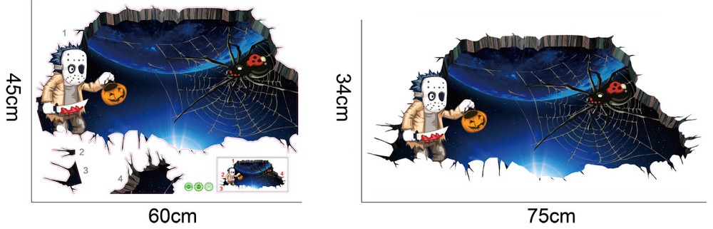 Наклейки на Хелловін 75 на 34 см різнобарвний Київ - фото 2