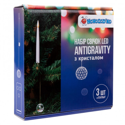 Елочная игрушка Novogod`ko набор свечей Antigravity LED, с кристаллом, с пультом, 32 см, 3 шт. (974445) Винница - изображение 2