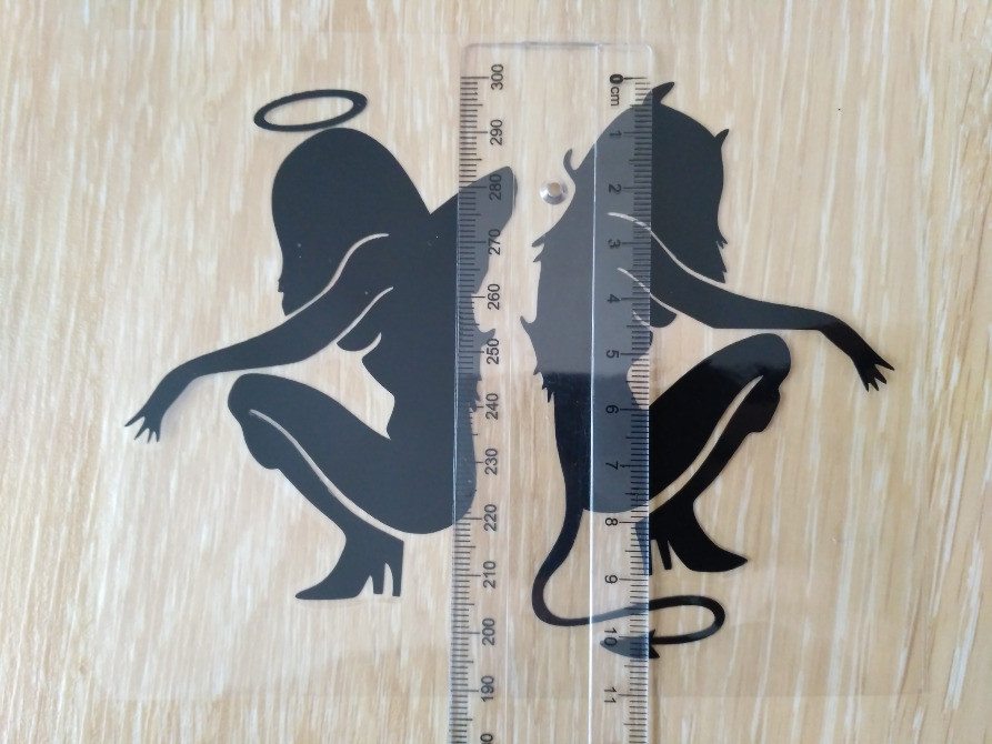 Наклейки на авто Чортенок та Ангелочок Чорна Тюнін Київ - фото 4