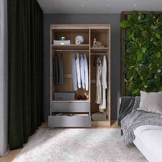 Шкаф распашной для одежды с выдвижными ящиками (штанга-штанга) Эверест Сити-1200 120,2х50х204,6 см Дуб сонома/Графит (DTM-071097) Львов