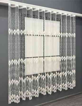 Тюль VR-Textil 1894т Фатин з вишивкою та люрексом Бежевий 300х170 см (40-261) Київ