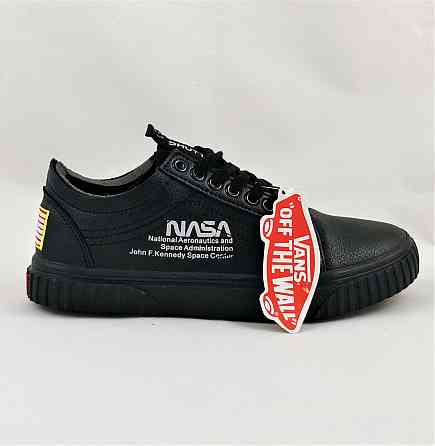 Кроссовки NASA Shuttle Ванс Чёрные Кожаные Кеды Вэнсы (размеры: 39,42) Днепр