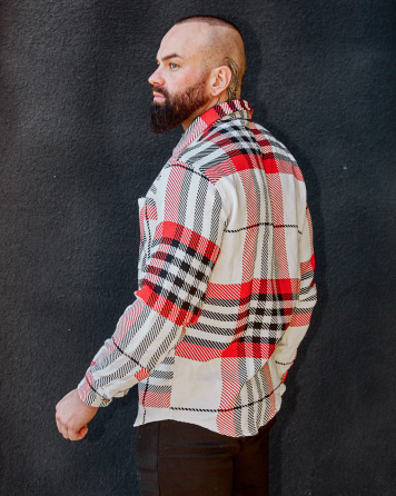 Тепла чоловіча сорочка Мадрид Біло-червоний L Харків