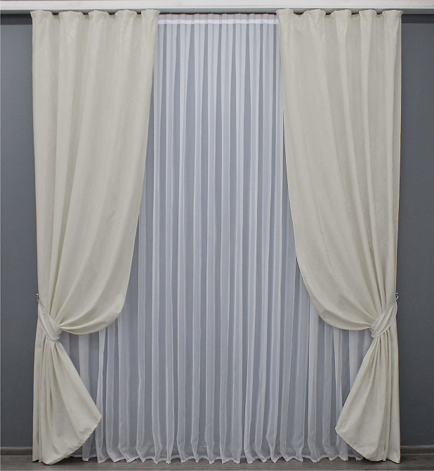 Комплект готових штор VR-Textil Софт № 1440ш Молочний 140х270 см 2шт (33-0338) Київ - фото 2