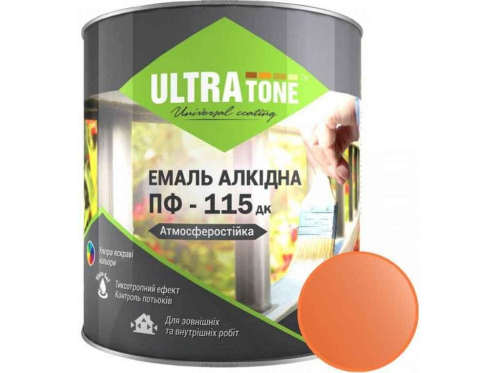 Эмаль алкидная ПФ-115 оранжевый 0,9кг ТМ ULTRA TONE Киев - изображение 1