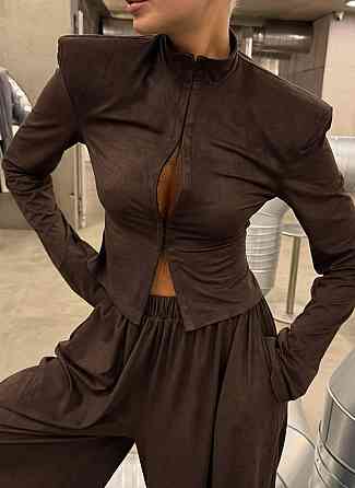 Женский стильный повседневный костюм из замшителя дайвинга Шоколад, 44/46 Одесса