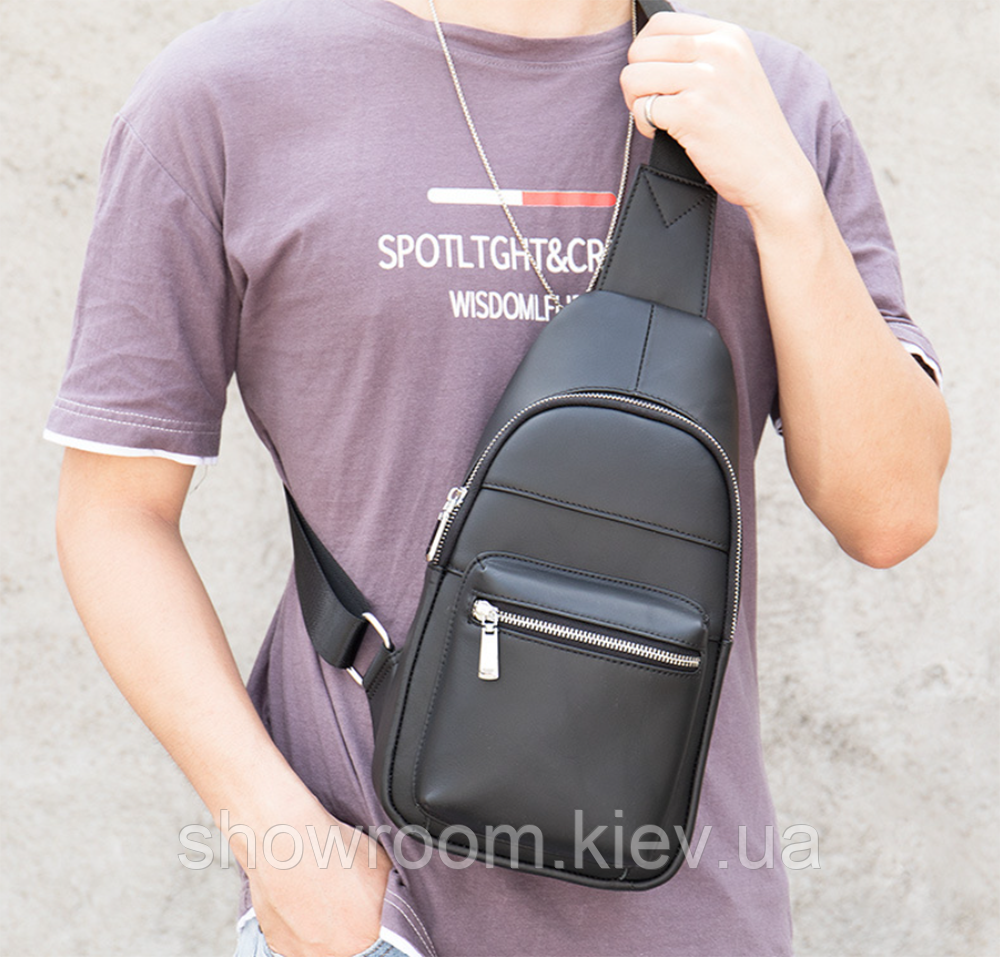 Шкіряна чоловіча бананка, сумка на груди, слінг Leather Collection (9011) Київ - фото 2