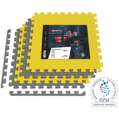 Мат-пазл EVA 1 см - 4 частин Hop-Sport A010 сірий/жовтий Київ